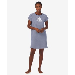 Womens Short Sleeve Crew Neck Sleep T-shirt Nightgown