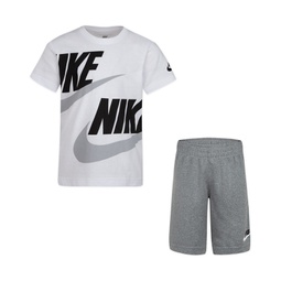 Little Boys Split Futura T-shirt and Shorts 2 Piece Set