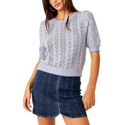 Womens Cotton Eloise Open-Knit Pullover