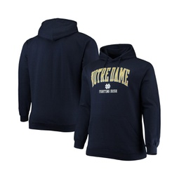 Mens Navy Notre Dame Fighting Irish Big and Tall Arch Over Logo Powerblend Pullover Hoodie
