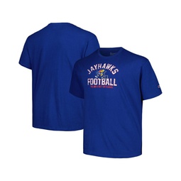 Mens Royal Distressed Kansas Jayhawks Big and Tall Football Helmet T-shirt