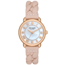 Womens Lily Avenue Three Hand Pink Leather Watch 34mm
