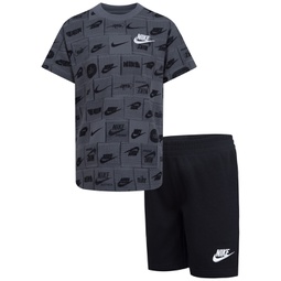 Little Boys All-Over Print T-shirt and Shorts 2 Piece Set