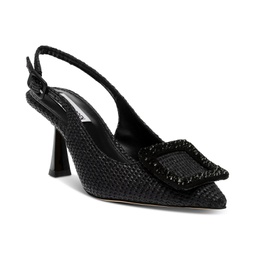 Womens Cerra Pointed-Toe Buckled Slingback Pumps