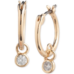 Gold-Tone Crystal Huggie Drop Hoop Earrings