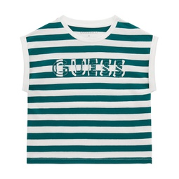 Big Girls Short Sleeve Stripe T-shirt with GUESS Applique