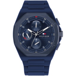 Mens Multifunction Blue Silicone Watch 44mm