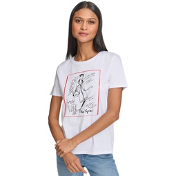 Womens Fashion Sketch Girl Graphic T-Shirt