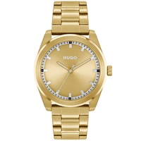 HUGO Mens Bright Quartz Ionic Plated Thin Gold-Tone Steel Watch 42mm