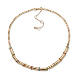 Gold-Tone Multicolor Rondelle Necklace 16 + 3 extender