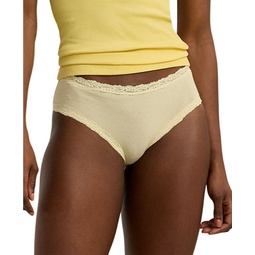 Womens Cotton & Lace Jersey Hipster Brief Underwear 4L0077