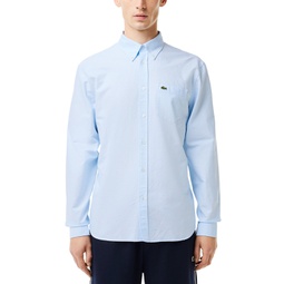 Mens Woven Long Sleeve Button-Down Oxford Shirt