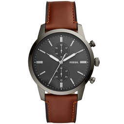 Mens Townsman Brown Leather Strap Watch 44mm