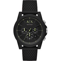 Mens Chronograph Outerbanks Black Silicone Strap Watch 44mm