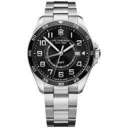 Mens FieldForce Classic GMT Stainless Steel Bracelet Watch 42mm