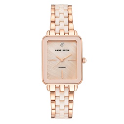 Genuine Diamond Dial Rose Gold-Tone and Light Pink Ceramic Bracelet Watch 32mm