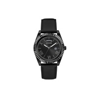 Mens Black Leather Strap Day-Date Watch 42mm