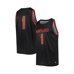 Mens Number 1 Black Maryland Terrapins College Replica Basketball Jersey
