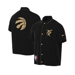 Mens Black Gold Toronto Raptors 2021/22 City Edition Therma Flex Showtime Short Sleeve Full-Snap Collar Jacket