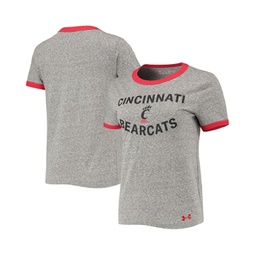 Womens Heathered Gray Cincinnati Bearcats Siro Slub Tri-Blend Ringer T-shirt
