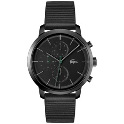 Mens Replay Black Leather Strap Watch 44mm