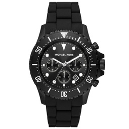 Mens Everest Chronograph Black Ion Plated Stainless Steel and Silicone Bracelet Watch 45mm