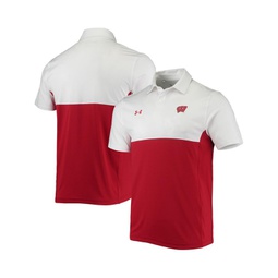 Mens White Red Wisconsin Badgers 2022 Blocked Coaches Performance Polo Shirt