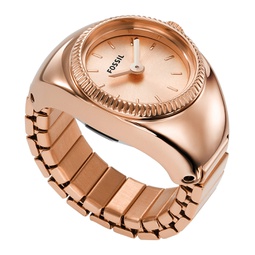 Womens Ring Watch Two-Hand Rose Gold-Tone Stainless Steel Bracelet Watch 15mm