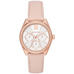 Womens Janelle Multifunction Blush Leather Strap Watch 36mm