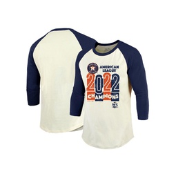Mens Threads Cream Navy Houston Astros 2022 American League Champions Yearbook Tri-Blend 3/4 Raglan Sleeve T-shirt