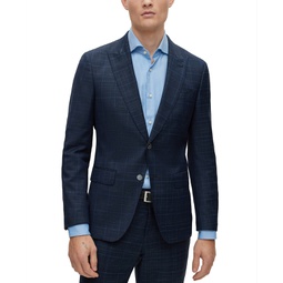 Mens Slim-Fit Suit in a Checked Wool Blend