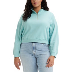 Trendy Plus Size Cosmo 1/4-Zip Long-Sleeve Sweatshirt