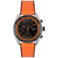 Boss Mens Center Court Quartz Chronograph Orange Leatherand Black Silicone Strap Watch 44mm