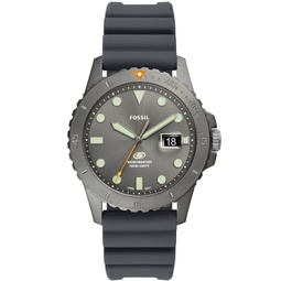 Mens Three-Hand Date Gray Silicone Strap Watch 42mm