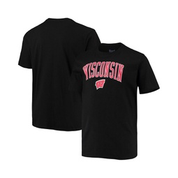 Mens Black Wisconsin Badgers Big and Tall Arch Over Wordmark T-shirt