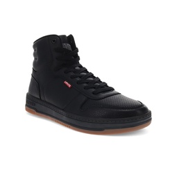 Mens Drive High Top Faux-Leather Lace-Up Sneakers