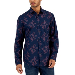 Mens Dotted Floral-Print Shirt