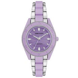 Womens Solar Silver-Tone and Lavender Oceanworks Plastic Watch 32mm