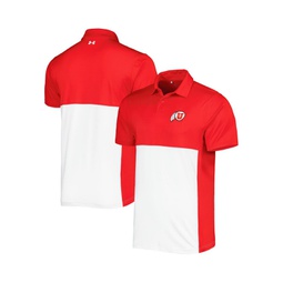Mens Red White Utah Utes Green Blocked Polo Shirt Performance Polo Shirt