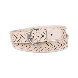 Womens Studded Fully Adjustable Perforated Leather Belt
