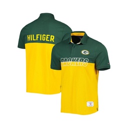 Mens Gold Green Green Bay Packers Color Block Polo Shirt