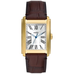 Mens Carraway Three-Hand Brown Genuine Leather Watch 30mm