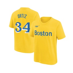 Big Boys David Ortiz Gold Boston Red Sox City Connect Name and Number T-shirt