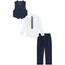 Little Boys Odyssey Vest Pant Dress Shirt and Necktie 4 Piece Set