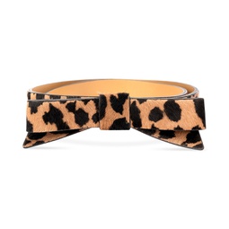Womens Spotted Haircalf Bow Belt