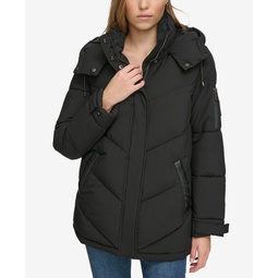 Womens Mid-Length Long-Sleeve Puffer Jacket