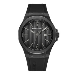 Mens Classic Black Silicone Watch 43mm