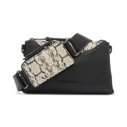 Chrome Adjustable Zip Crossbody with Zippered Pouch