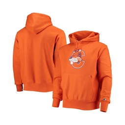 Mens Orange Clemson Tigers Vault Logo Reverse Weave Pullover Hoodie