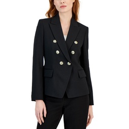 Womens Twill Double-Breasted Blazer